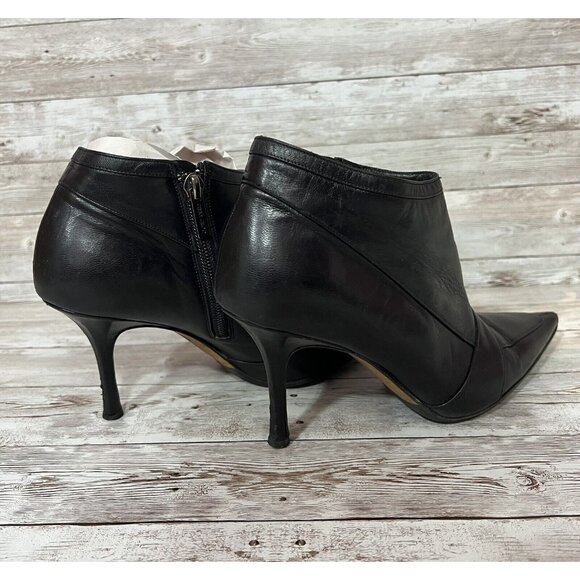 Jimmy Choo Black Leather Pointed Toe Stiletto Ankle Booties Size 36 - Picture 7 of 10